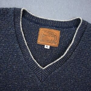 Vintage ALPS USA Knit V Neck Sweater Vest Textured Men XL Outdoor Preppy Cottage